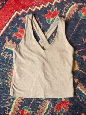 GIRLFRIEND COLLECTIVE Zoe Cross-Back Tank Top - Mauve - Small - Slightly Cropped